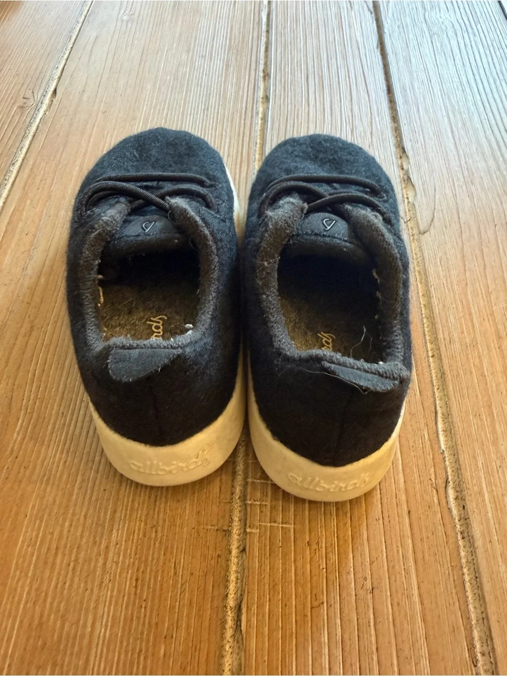 allbirds Kids Black Wool Slip-On Sneakers with White Soles